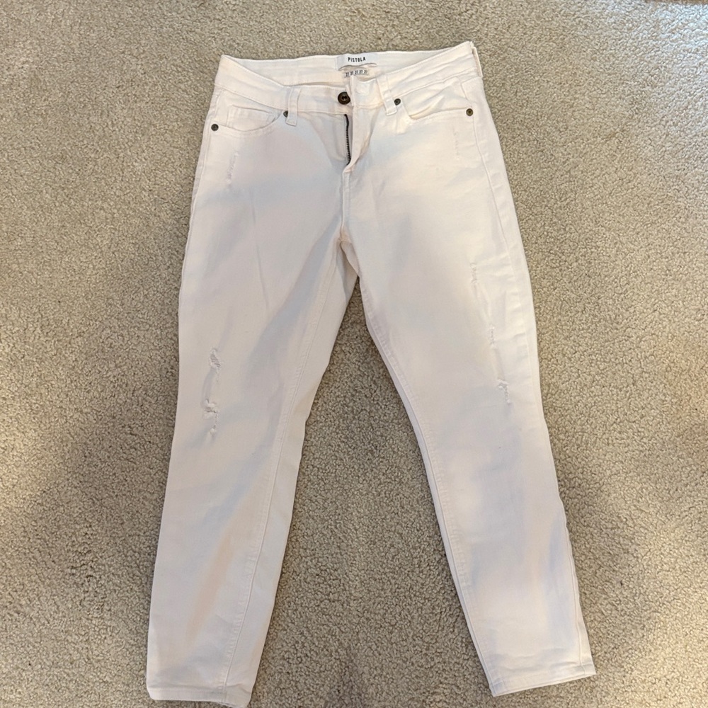 Pistola Classic White Skinny Jeans with Mild Distressing